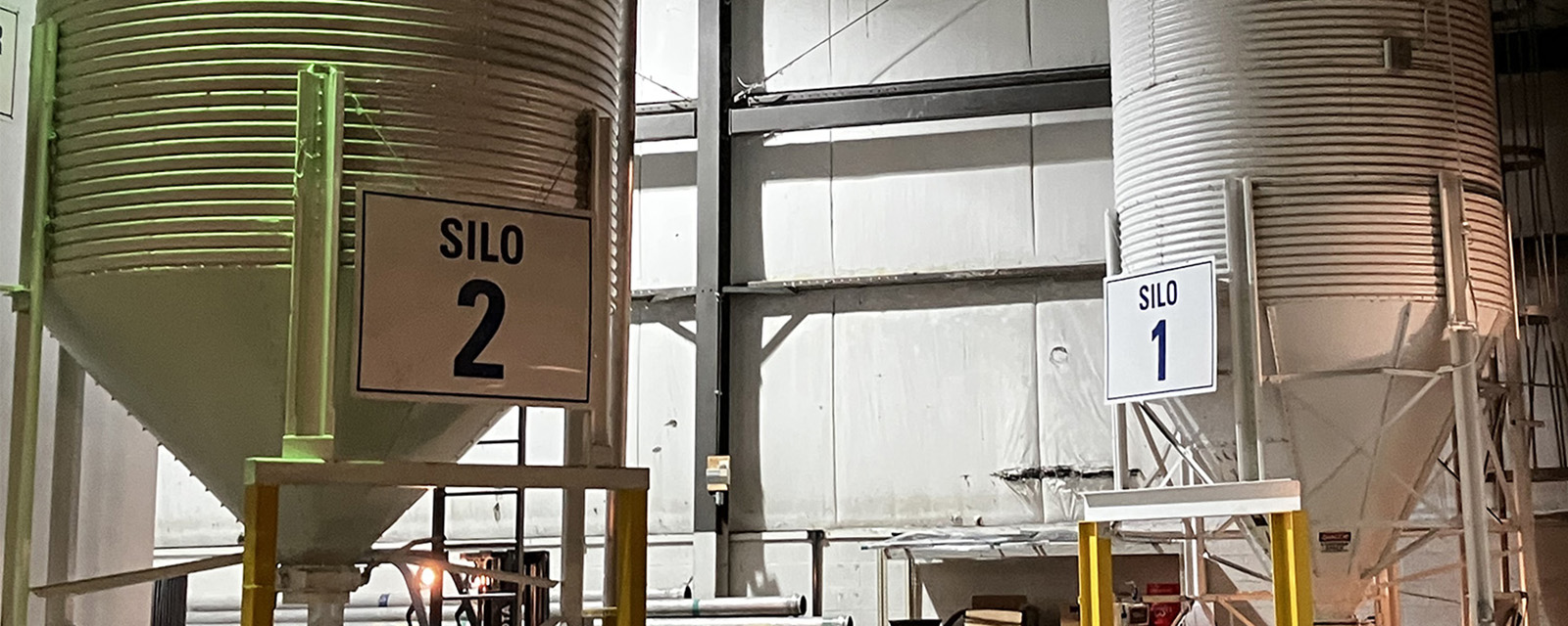 Two of ASW Polymer Services packaging silos