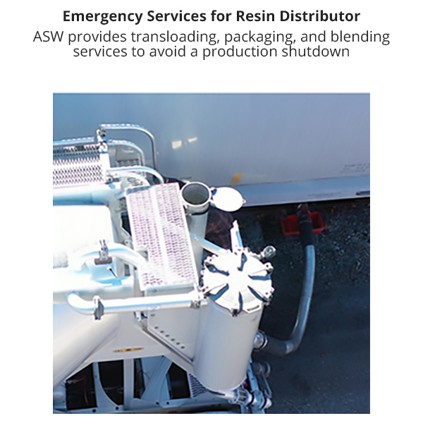 ASW provides emergency services for a resin distributor.