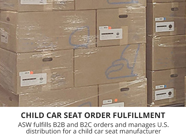 ASW provides fulfillment for a child car seat, booster seat, and stroller manufacturer.