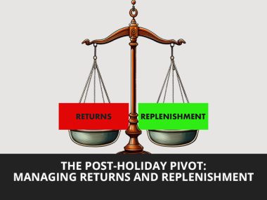 The Post-Holiday Pivot A scale shows the balance retailers must have between balancing returns and replenishment