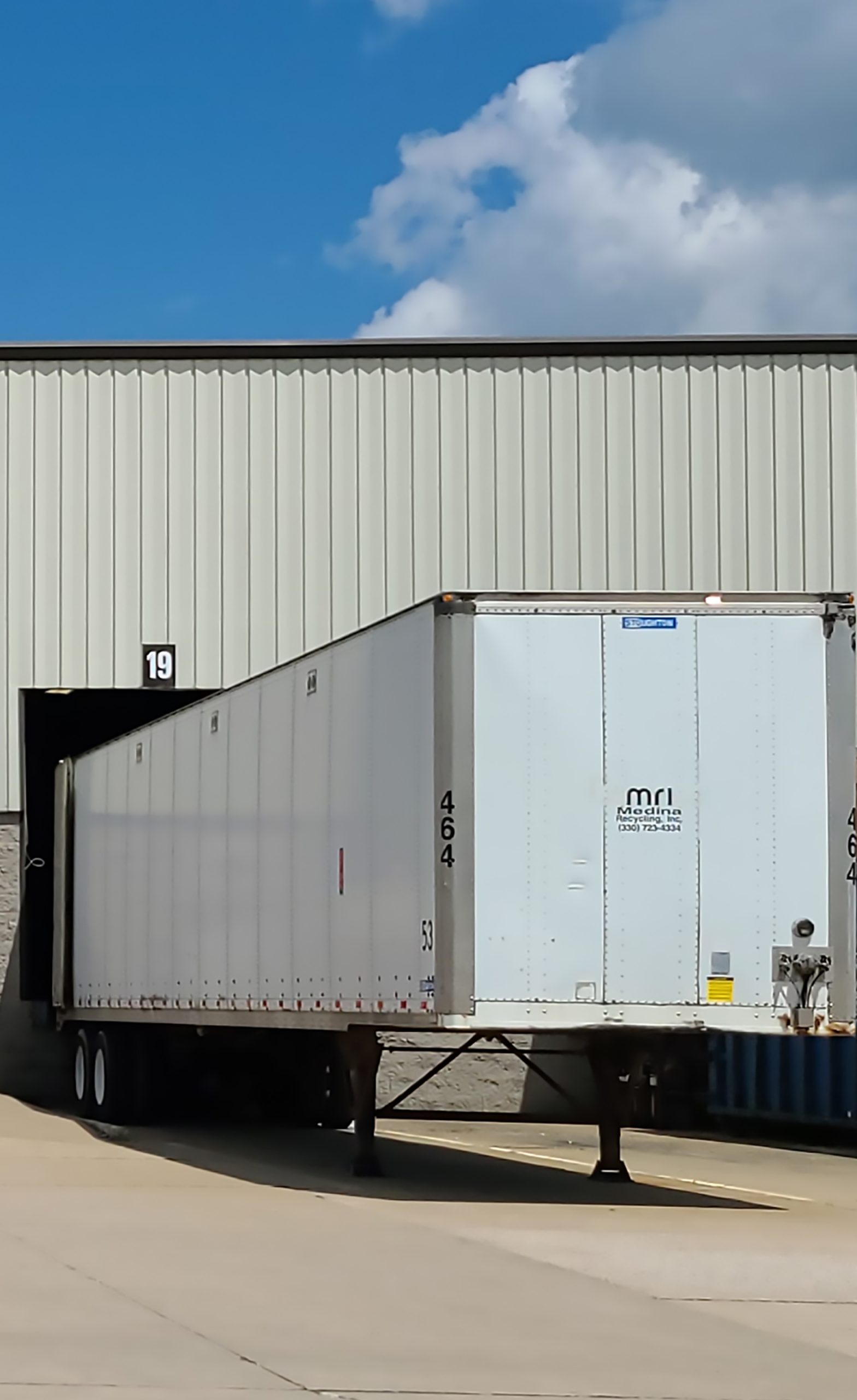 trailer in loading bay at ASW main campus