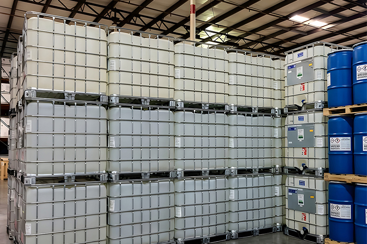 ASW chemical handling includes warehousing of IBC totes and blue drums