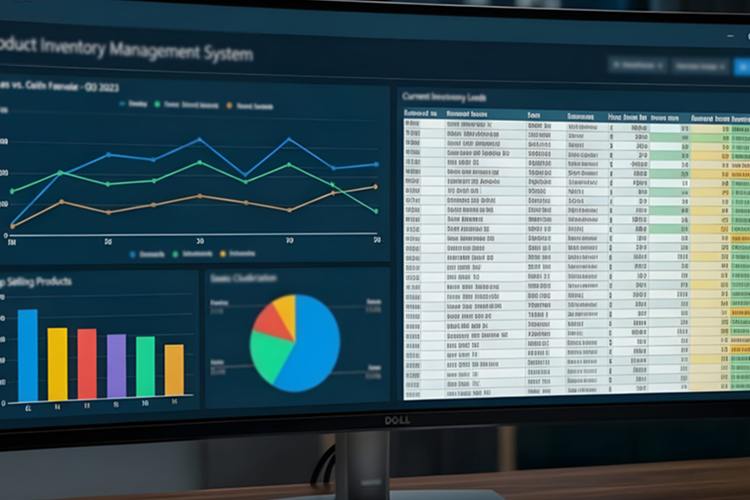 view of monitor showing inventory management