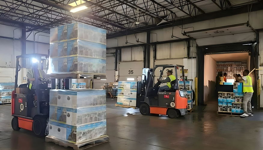 Floor-loaded container unloading and cross-docking