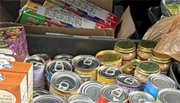 some of the boxed, canned, and jarred goods for ASW Akron food drive