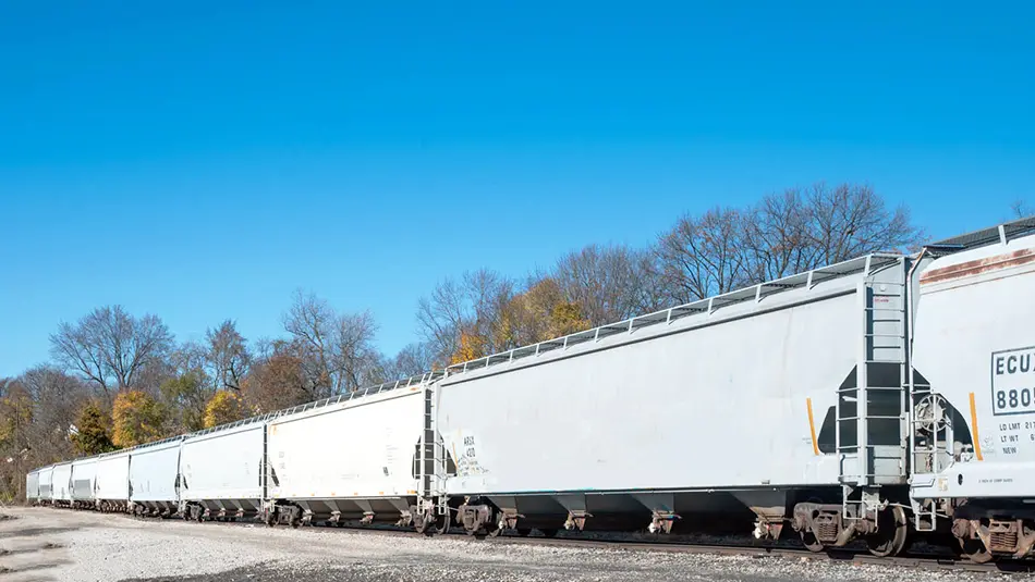 These hopper cars are used to support ASW's polymer bulk transloading services.