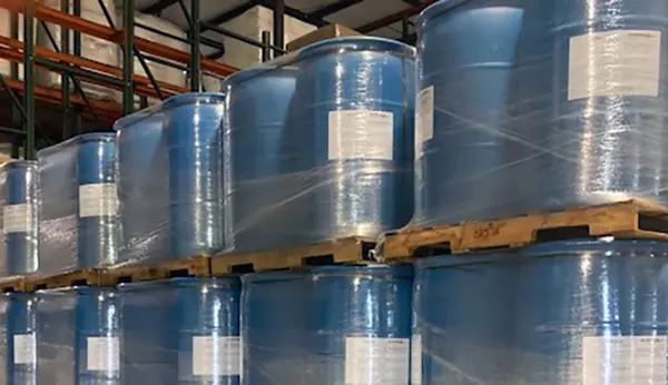 HDPE blue chemical drums used to store chemicals