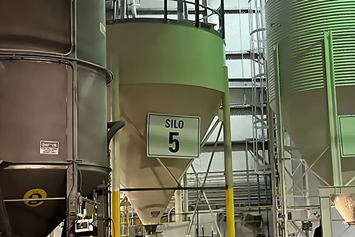 A blender and some silos are part of ASW's polymer logistics hub packaging operation