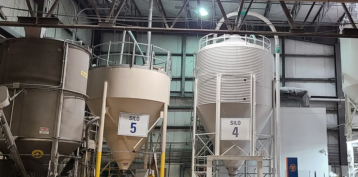 ASW blender and some of its silos are part of its polymer packaging services.