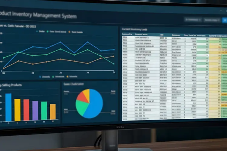 view of monitor showing inventory management