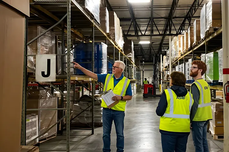 associates in a warehouse